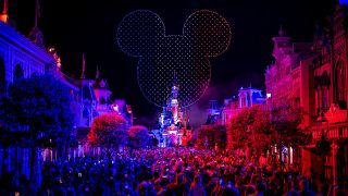 Mickey Mouse image made from drones above DIsneyland Paris
