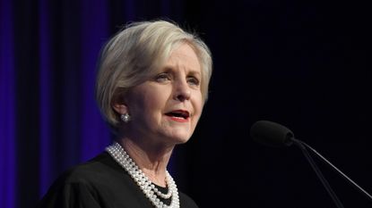 LOS ANGELES, CALIFORNIA - NOVEMBER 05: Cindy McCain speaks onstage during the U.S.VETS Salute Gala on November 05, 2019 in Los Angeles, California. (Photo by FilmMagic/FilmMagic for U.S.VETS)