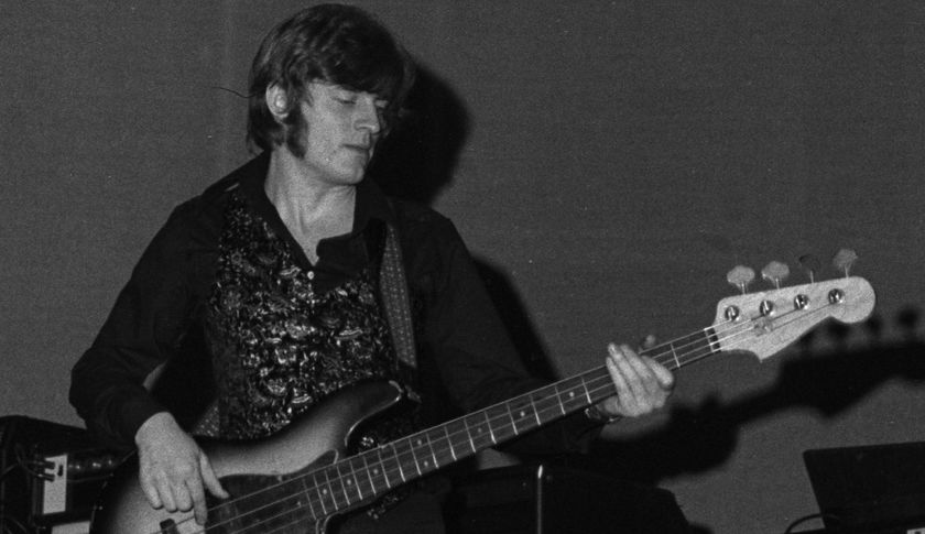 John Paul Jones performs onstage with Led Zeppelin at the Nassau Coliseum in Long Island, New York on February 1, 1975
