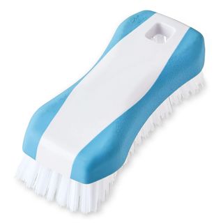 A blue and white scrubbing brush