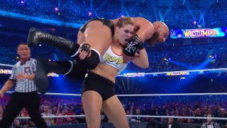 Ronda Rousey and Triple H at WrestleMania 34