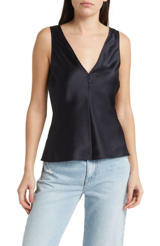 Double V-Neck Silk Tank