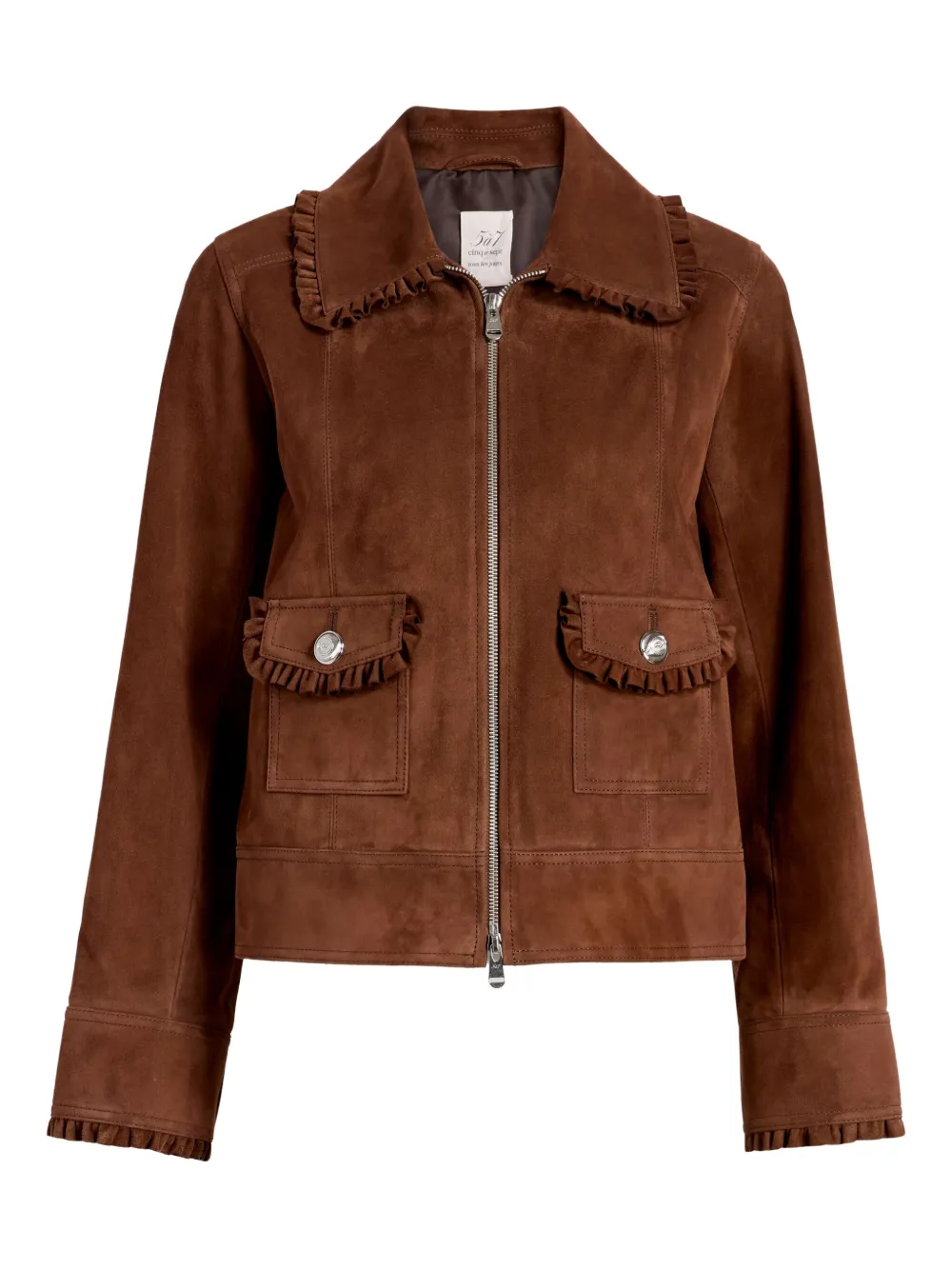 Cinq a Sept Sybil Ruffled-Suede Jacket | Xxs