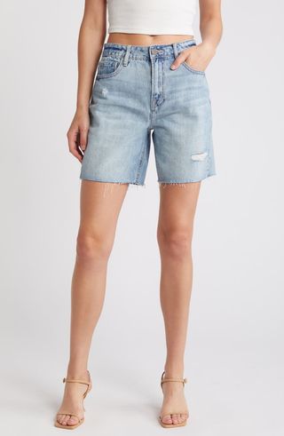 Raw Hem Denim Bermuda Shorts