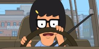 Tina behind the wheel in Bob's Burgers.