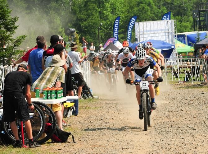 Luke Vrouwenvelder (Cycle Youth) leading out the 17-18 men