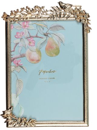 Gold photo frame with bird and leaves details