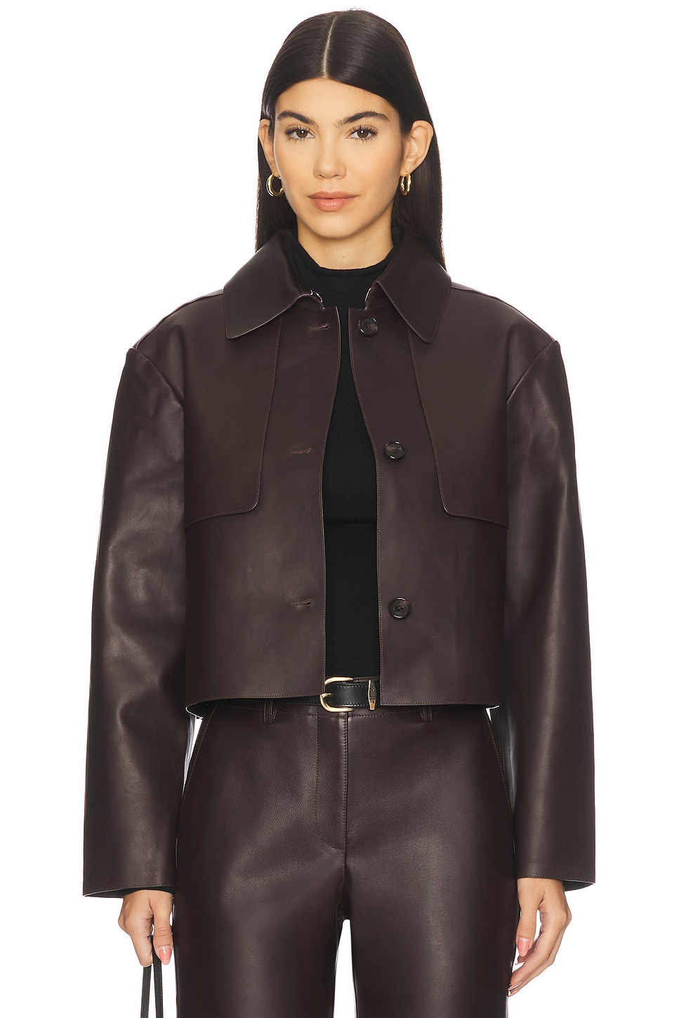 Crop Leather Trench