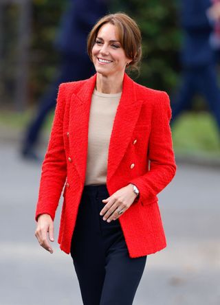 Kate Middleton wearing a red blazer