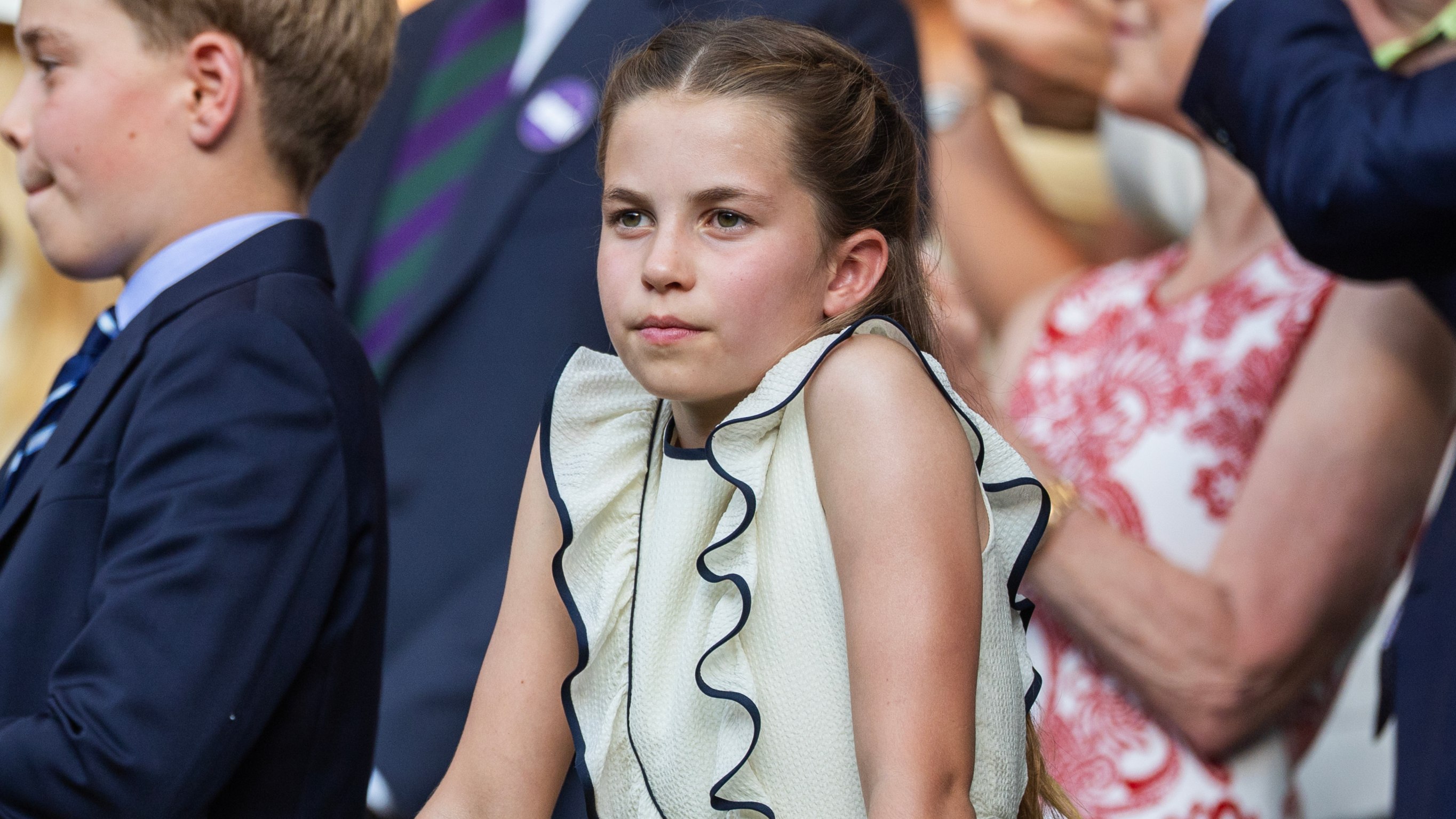 Princess Charlotte watches the presentation ceremony of the Gentlemen&#039;s Singles Final on Centre Court at Wimbledon on July 13th, 2025