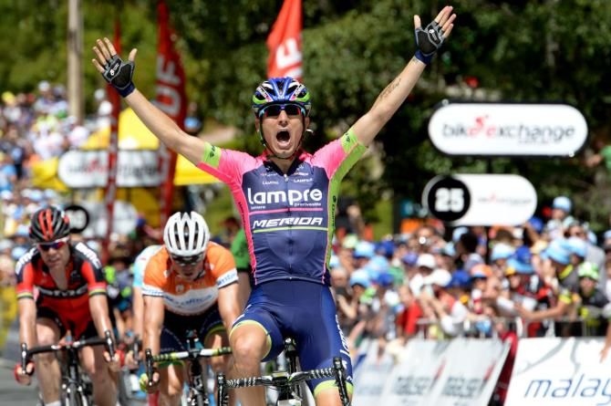 Diego Ulissi (Lampre-Merida) celebrates his stage win at the Tour Down Under