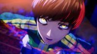 Shadow Chie pulls a face into the camera.