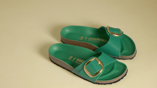 green Birkenstock sandals