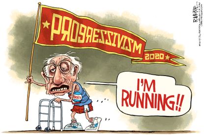 Political Cartoon U.S. Bernie Sanders 2020 Election Socialists Liberals Democrats