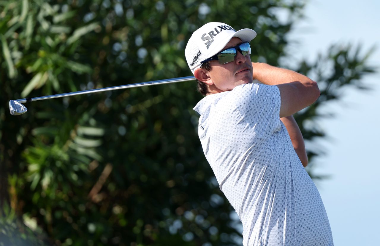 Nico Echavarria hits an iron shot