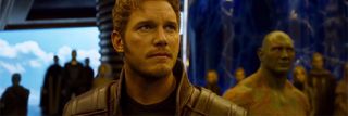 Star-Lord Peter Quill looking at Ayesha in Guardians of the Galaxy Vol. 2