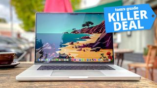 MacBook Pro with deal tag superimposed