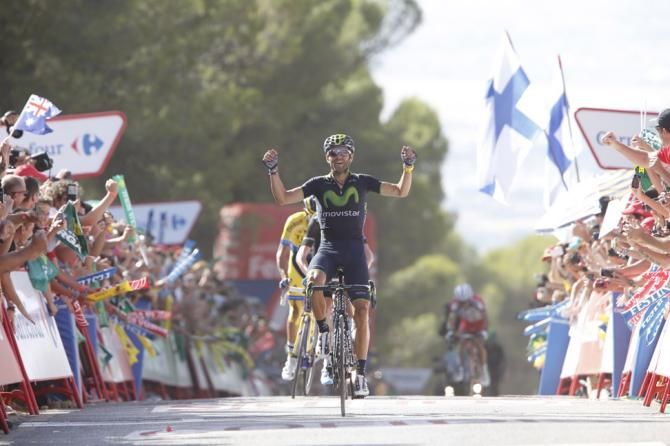 Alejandro Valverde celebrates his victory on La Zubia