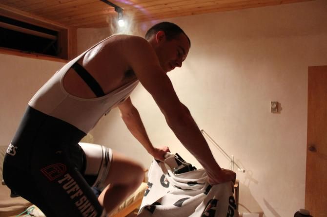 Cold air working hard on the trainer = steam