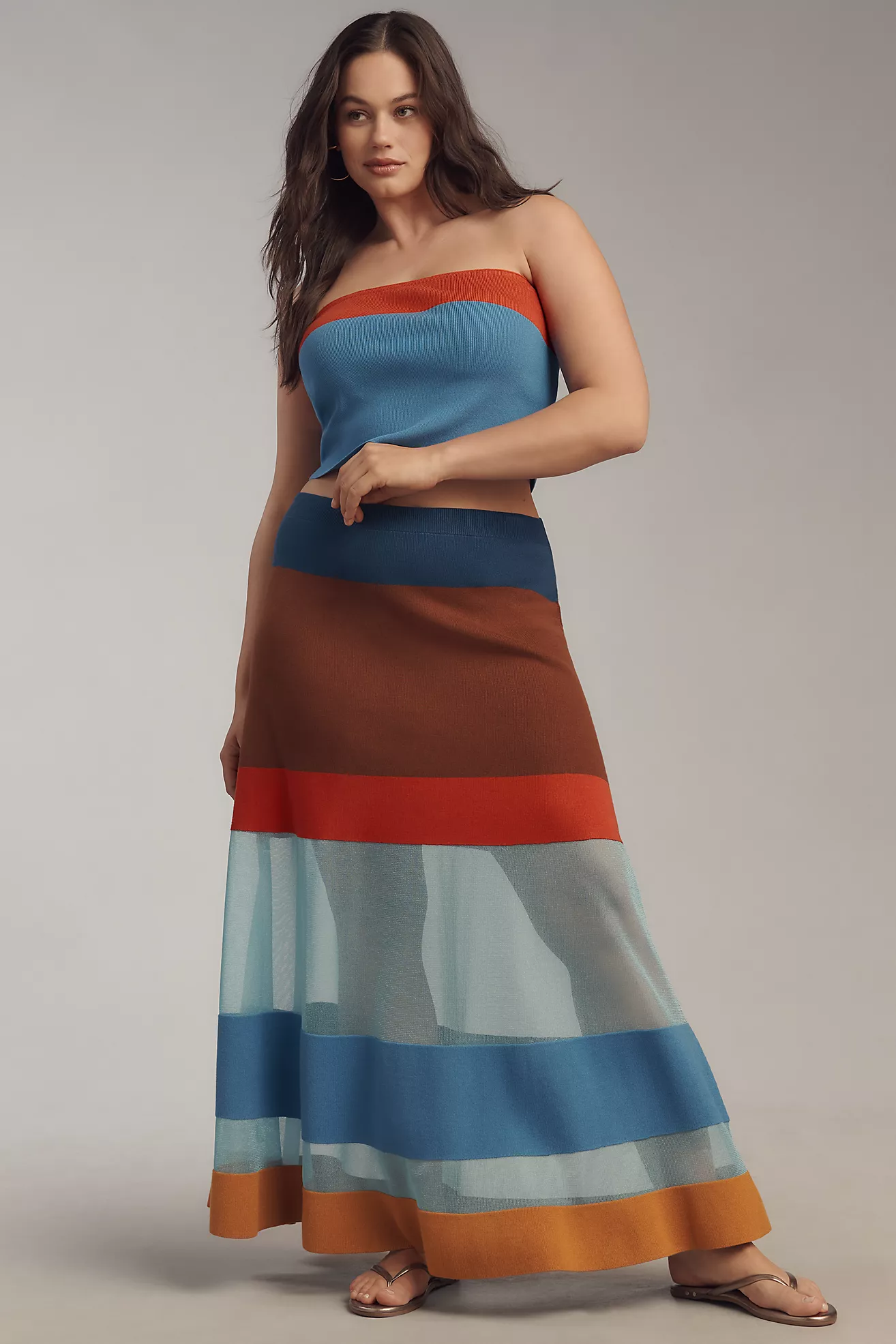 Maeve Striped Sheer Maxi Skirt