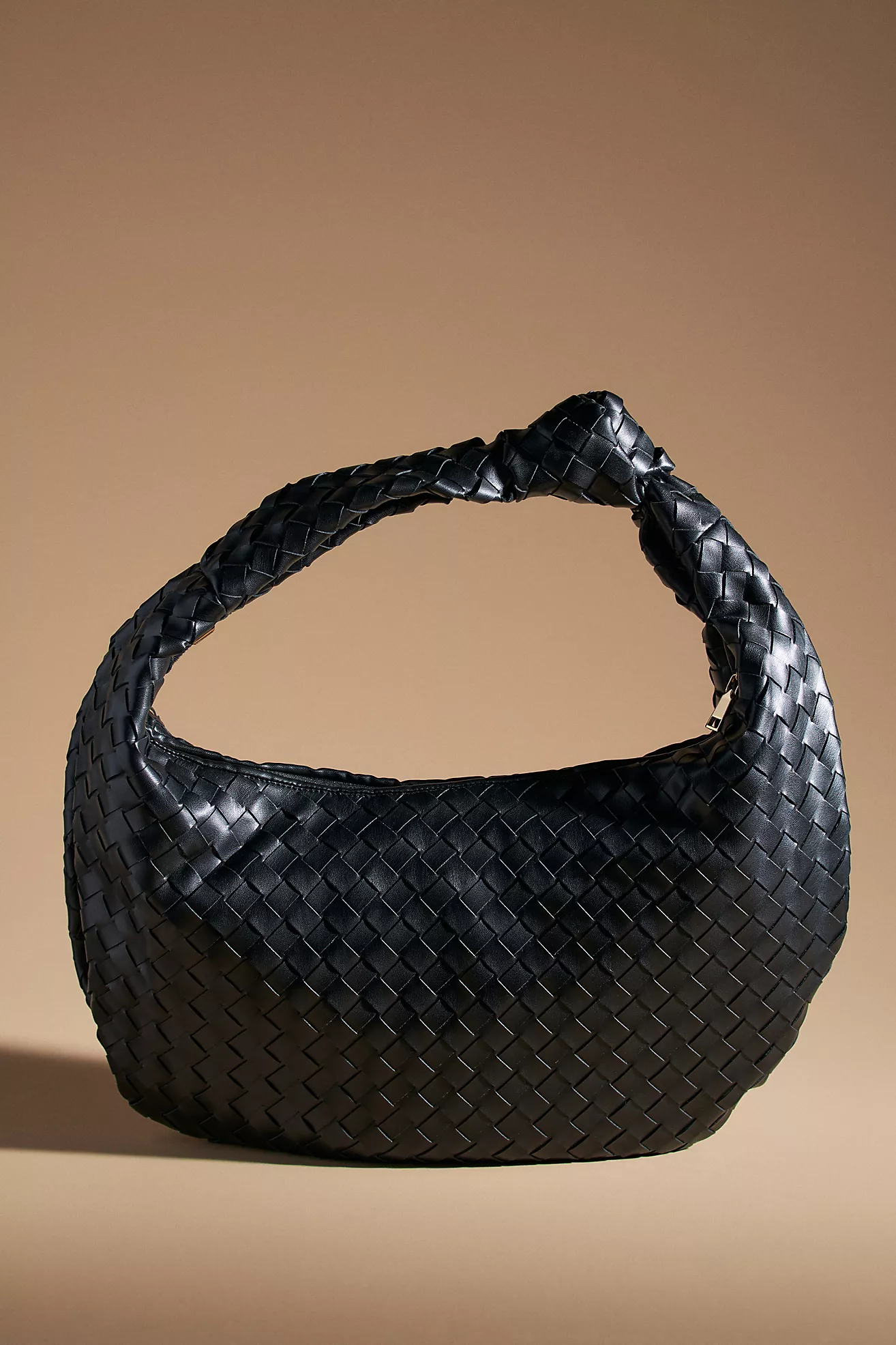 The Brigitte Woven Faux-Leather Satchel Bag by Melie Bianco: Oversized Edition