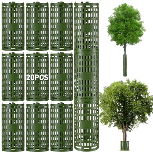 20pcs Plant and Tree Guard Protector, Tree Trunk Protector Around Trunk Bark, Saplings, and Vines, Expandable Mesh Tree Bark Protector 15 Inches Tall, Protect From Trimmers, Mowers, and Animals