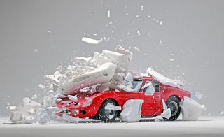 Shell exploding off model 1962 Ferrari 250 GTO
