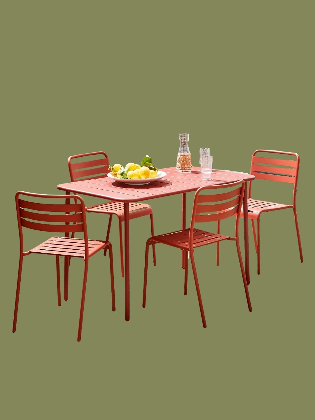 Sweeek , 4-Seater Rectangular Steel Garden Table with Chairs