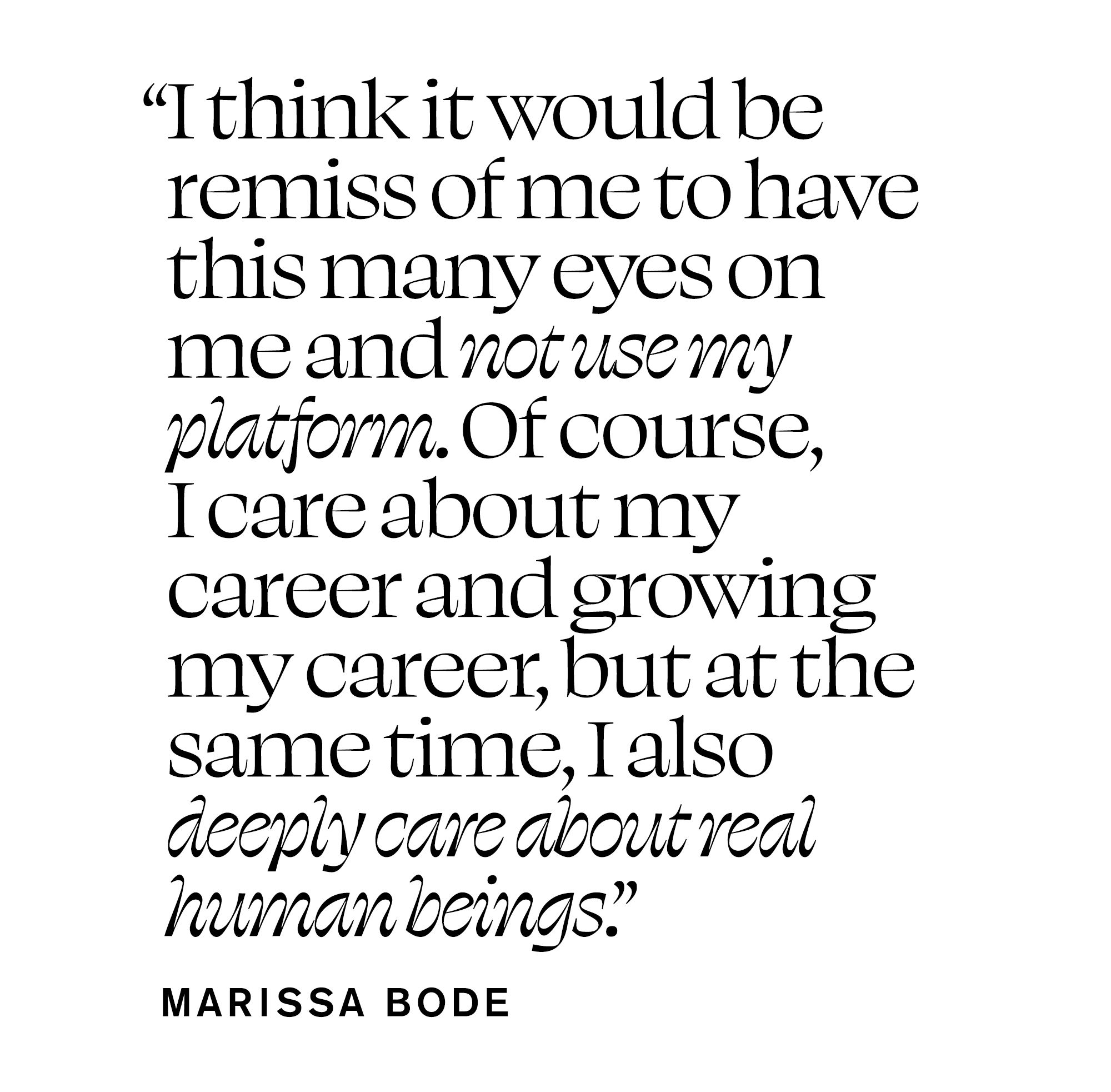 Pull quote from Wicked actress Marissa Bode for Who What Wear.