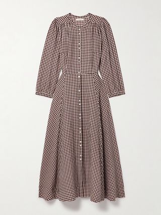 Marielle Checked Organic Cotton-Flannel Midi Dress