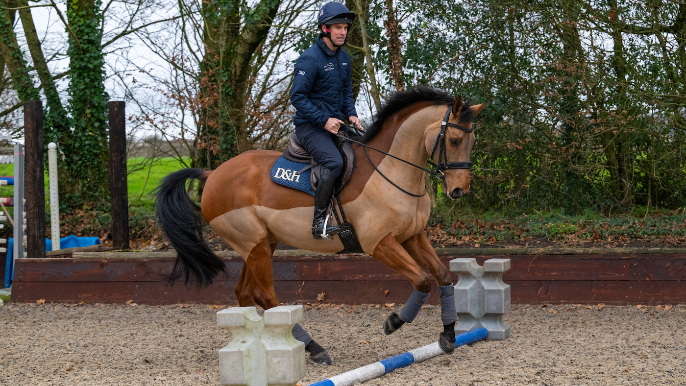 Cantering over a pole