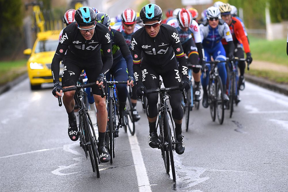 Team Sky's Luke Rowe and Sergio Henao.