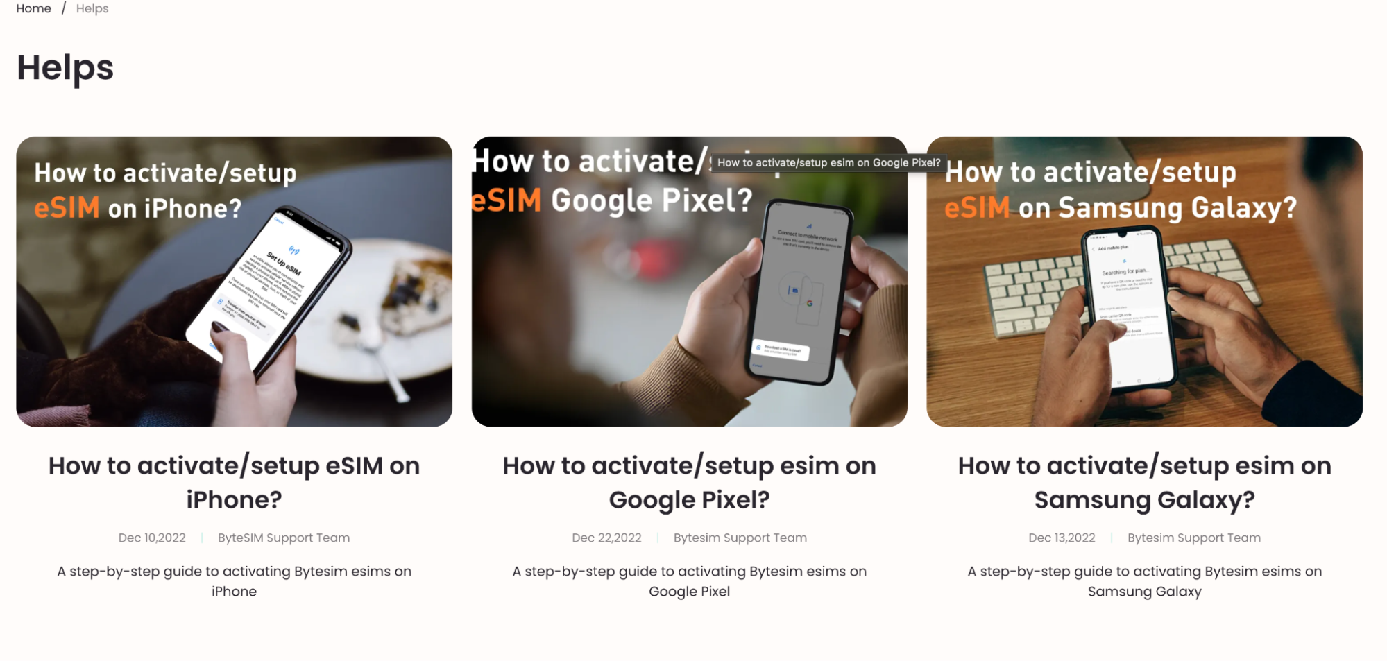 Bytesim esim setup guides