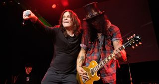 Ozzy Osbourne and Slash perform together in 2009.