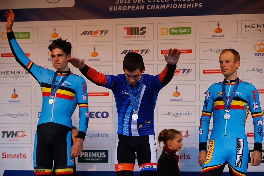 Van Aert, Van der Haar and Pauwels on the European podium.