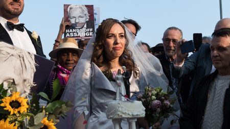 Stella Moris on her wedding day at Belmarsh prison