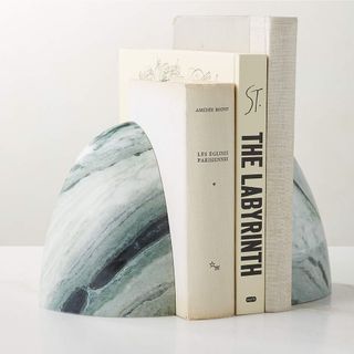 Ice Jade Marble bookends with books between them