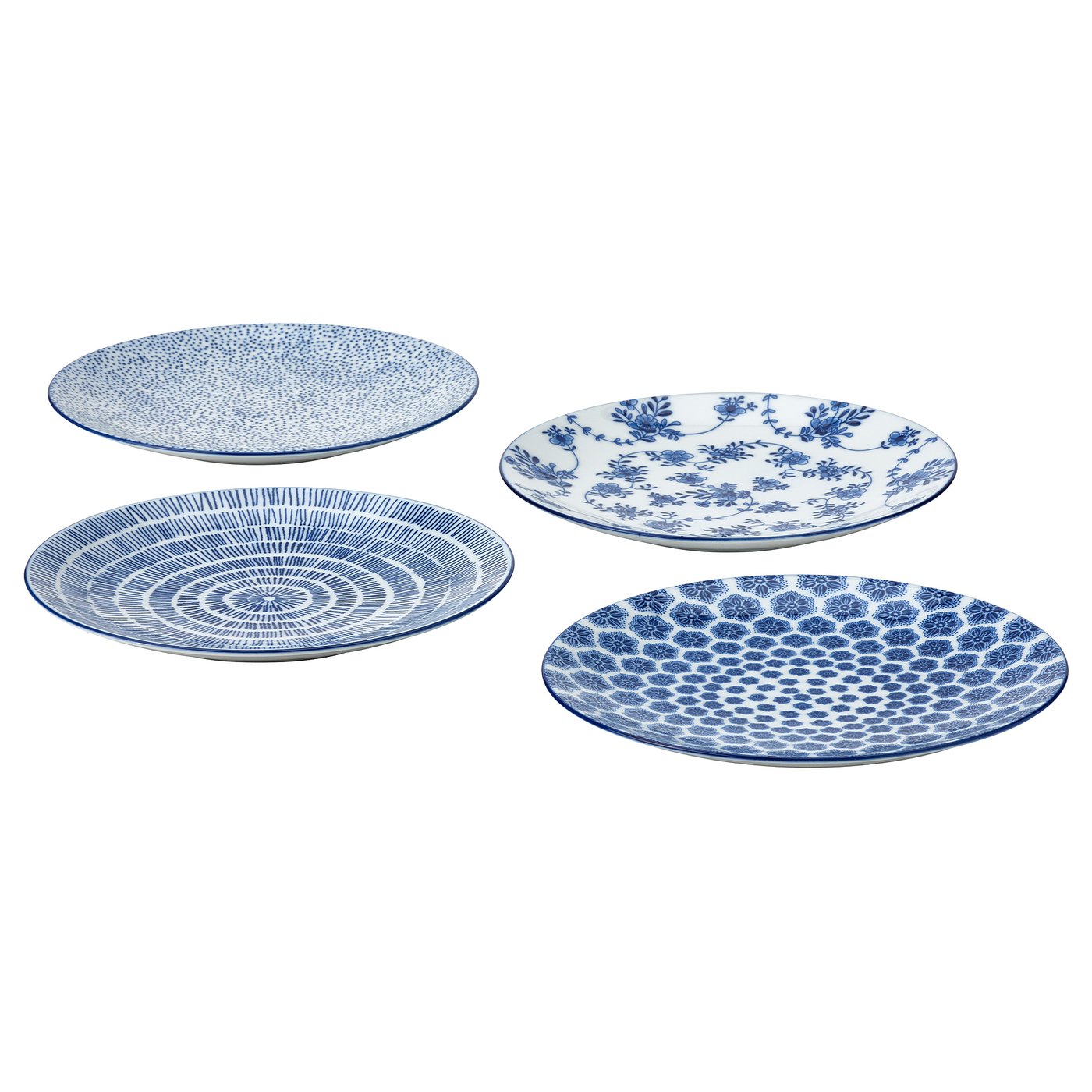 Entusiasm Side Plate - Patterned/blue 18 Cm