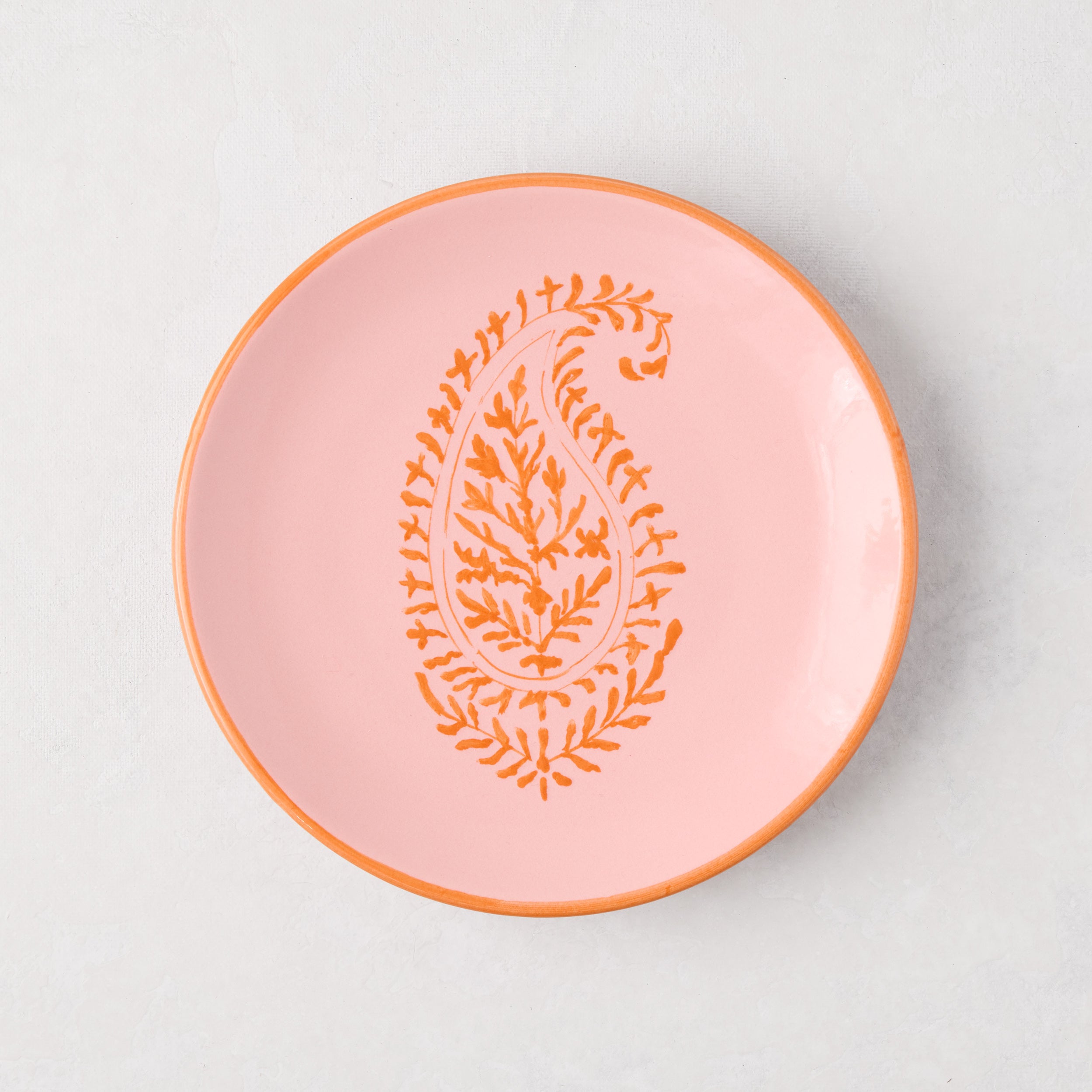 Peter Dunham + Hudson Grace Pink Kashmir Painted Paisley Appetizer Pla - Hudson Grace