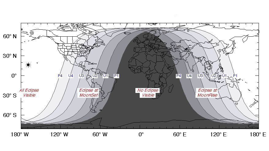 A visibility map for the total lunar eclipse of Nov. 8, 2022.