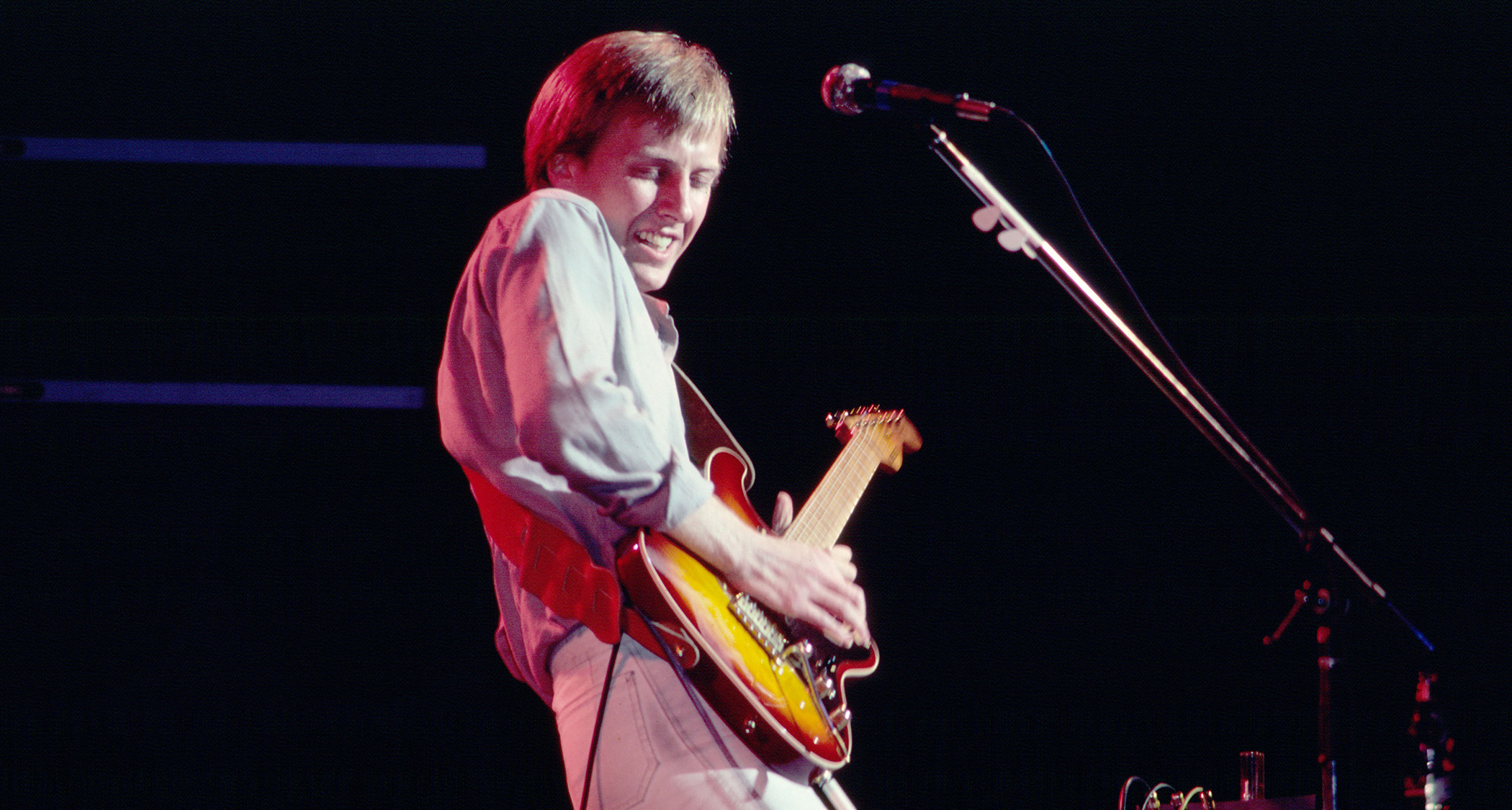 Clem Clempson plays his Schecter s-style onstage in 1980.