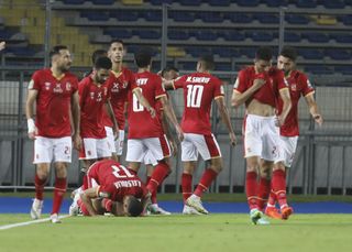 Mohamed Sherif celebrates his goal with teammates