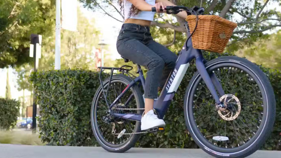 Woman riding Aventon Pace 350 e-bike