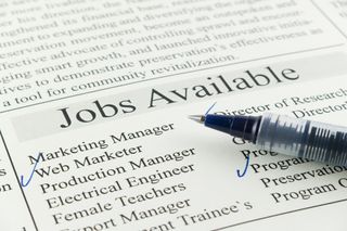 Newspaper advert showing job vacancies