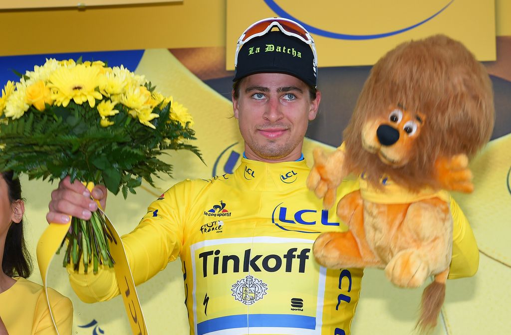 Peter Sagan in his first yellow jersey