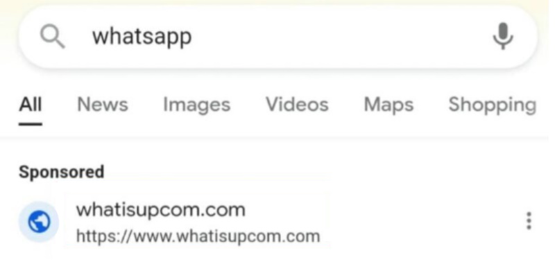 Screenshot of the Whatsapp web scam url.