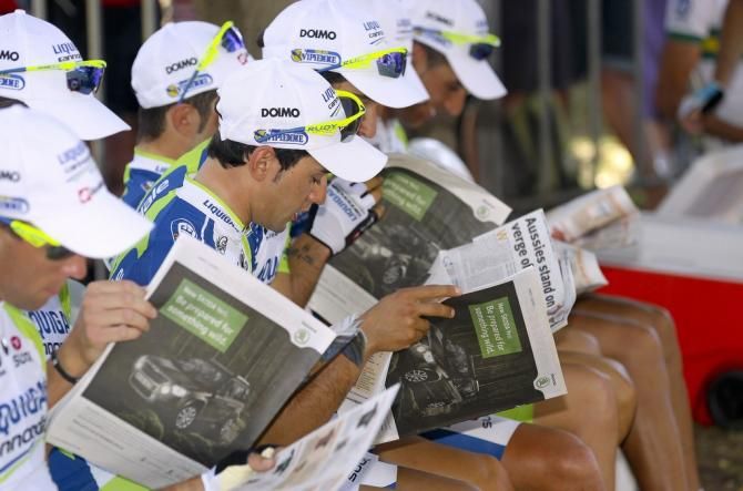The Liquigas riders check out who is the favourite for the race