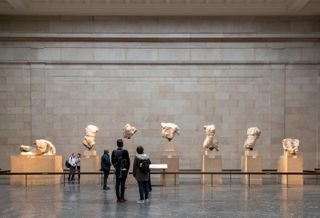 The Elgin gallery in the British Museum, housing remnants of the Parthenon's west pediment.