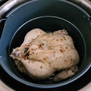 A pressure cooked chicken
