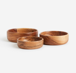 3 wooden bowls